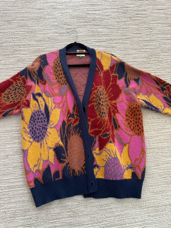 FARM Rio Sweaters - FARM Rio Floral V-Neck Cardigan in Pink, Yellow & Navy